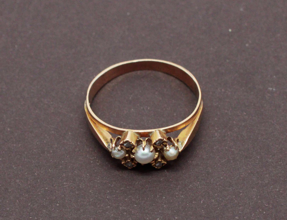 Bague Ancienne Perles et Or Rose - Image 4