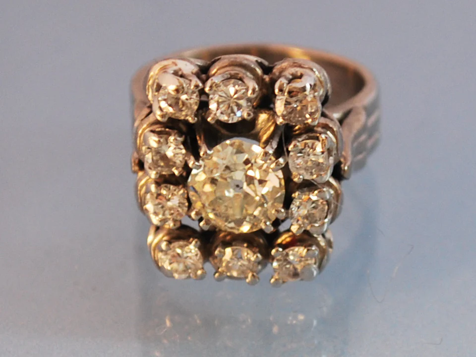 Bague ancienne platine diamants - Image 3