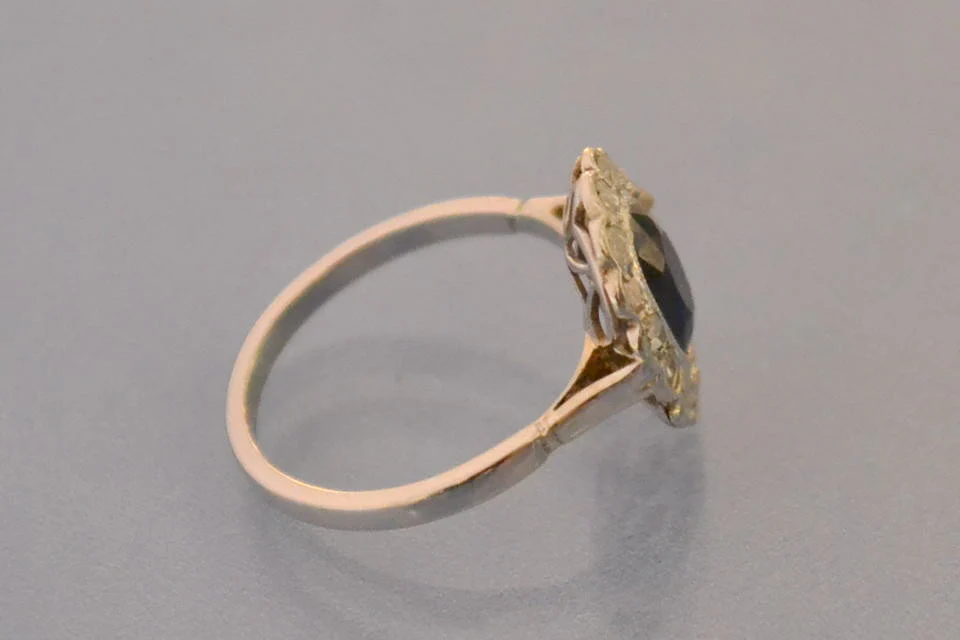 Bague ancienne saphir diamants - Image 3