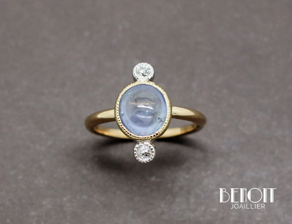 Bague Ancienne Saphir Diamants - Image 2