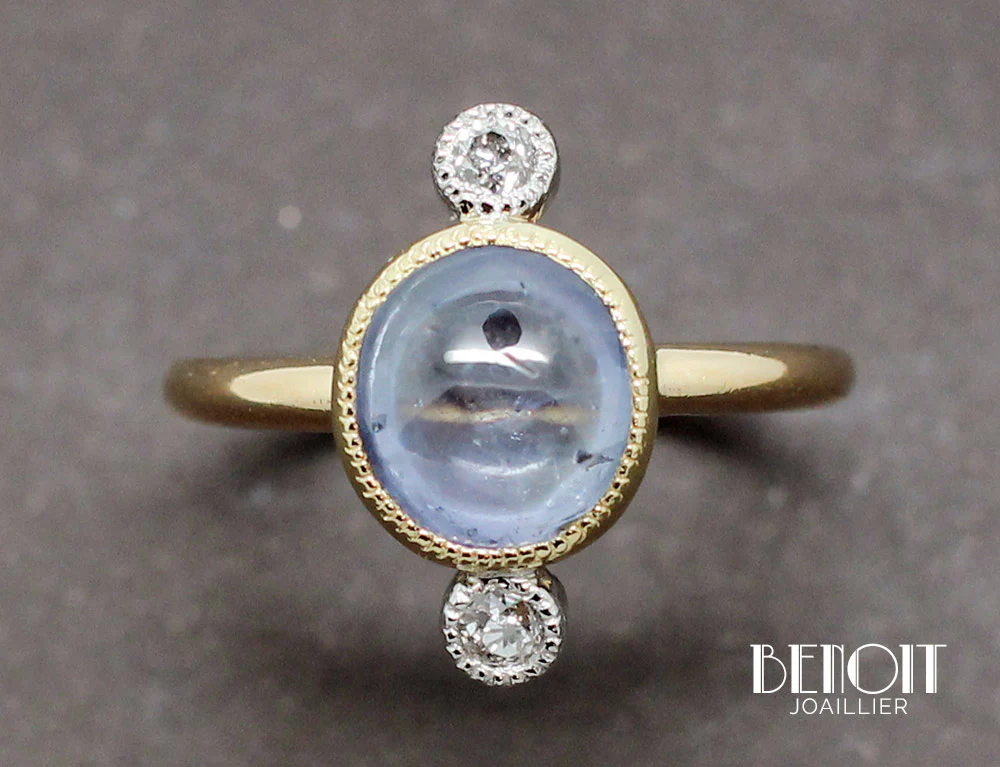 Bague Ancienne Saphir Diamants - Image 3