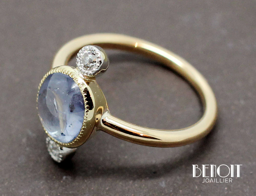 Bague Ancienne Saphir Diamants - Image 4