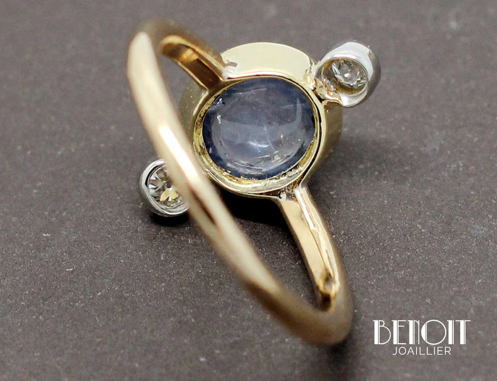 Bague Ancienne Saphir Diamants - Image 6