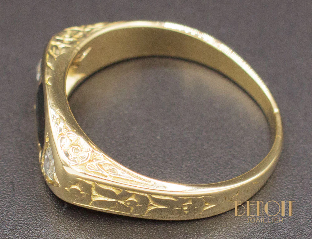 Bague Ancienne Saphir Diamants - Image 4