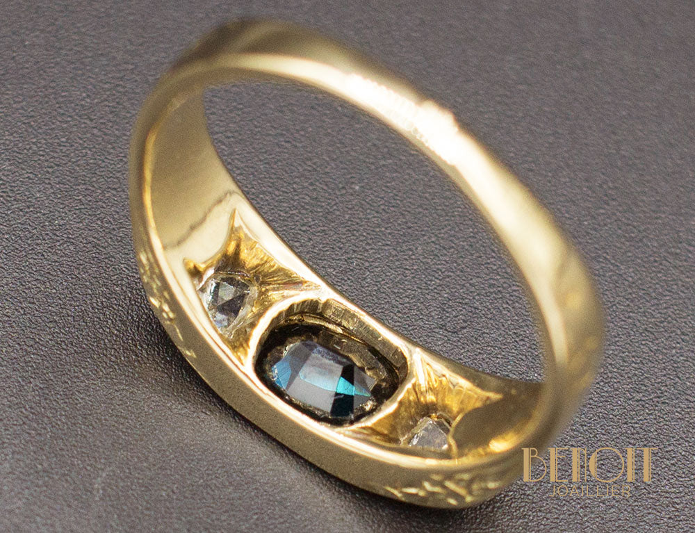 Bague Ancienne Saphir Diamants - Image 5