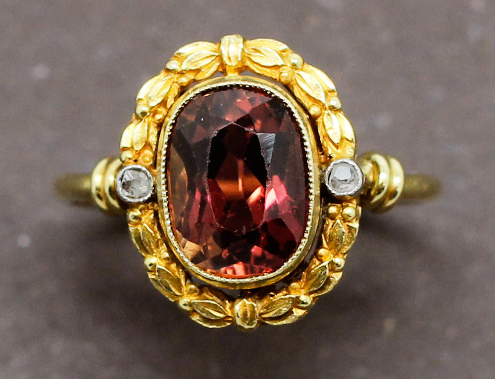 Bague Ancienne Tourmaline Diamants - Image 3