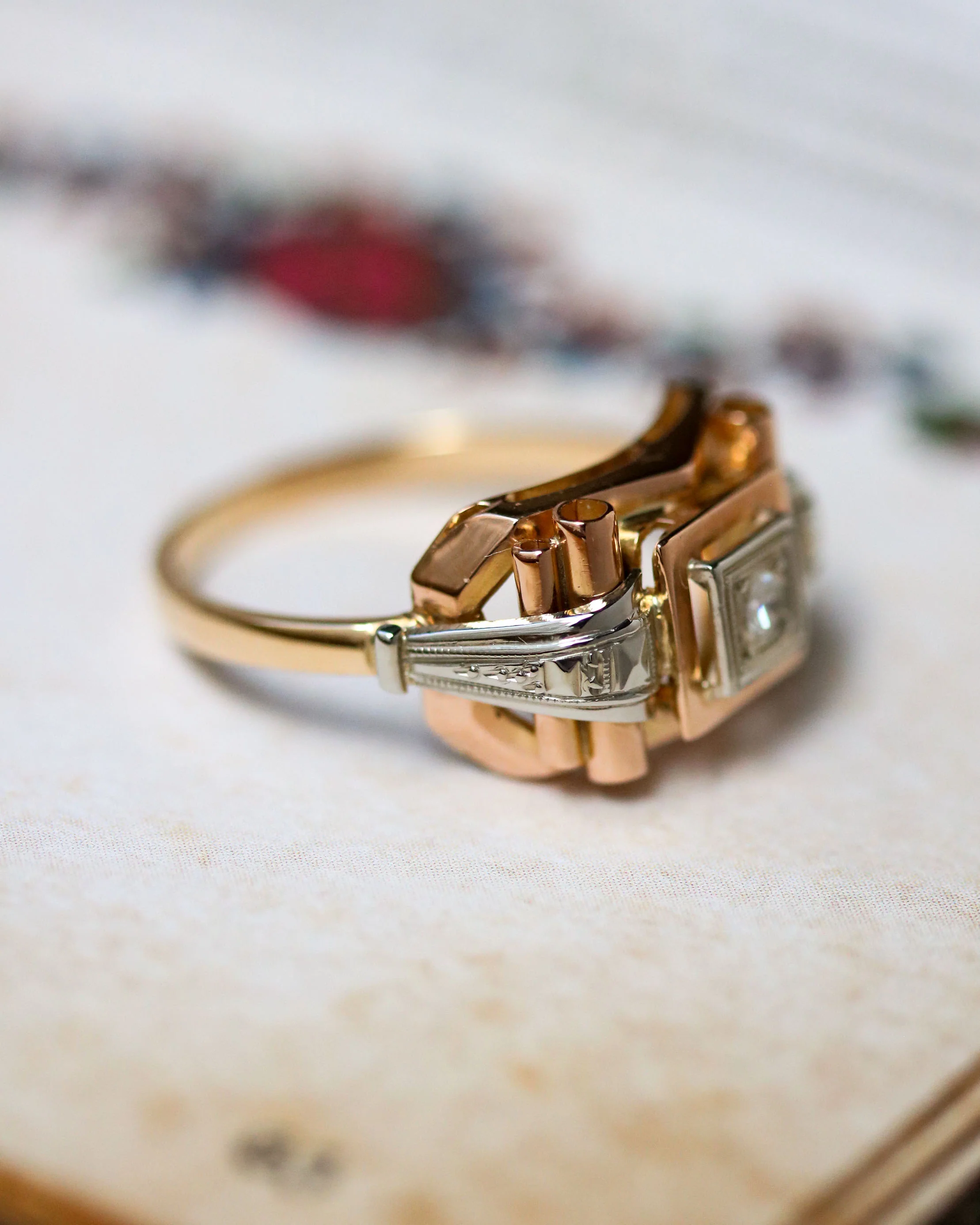 Bague Solitaire Art Déco Or Diamant - Image 5
