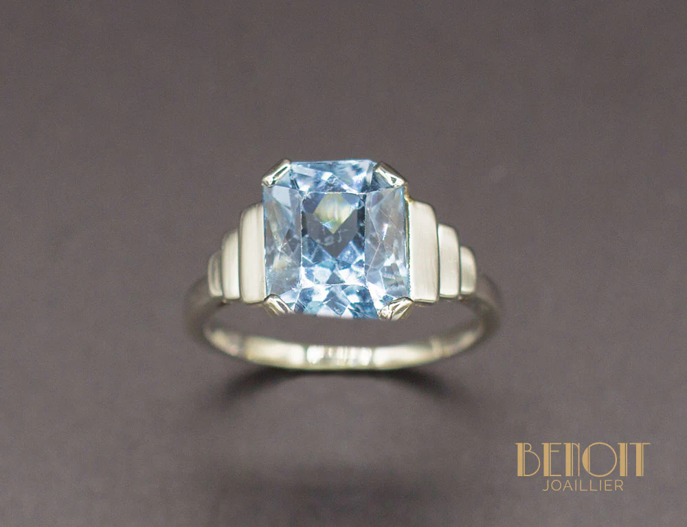 Bague Art Déco Aigue Marine - Image 2