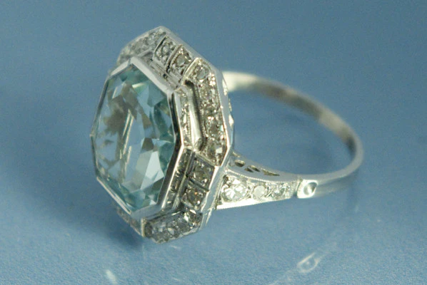 Bague Art déco Aigue Marine - Image 2