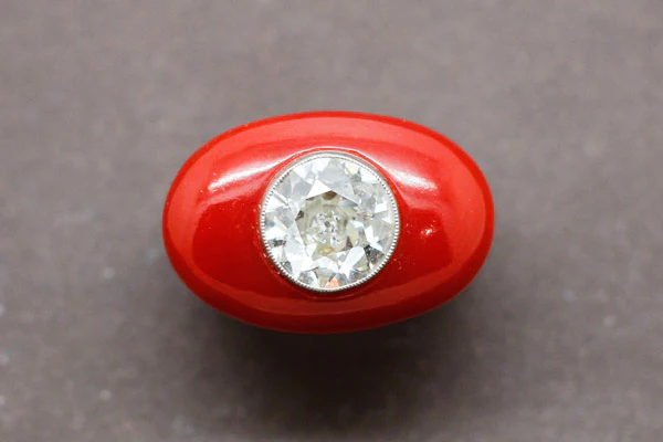 Bague Art Déco Cornaline Diamants - Image 3