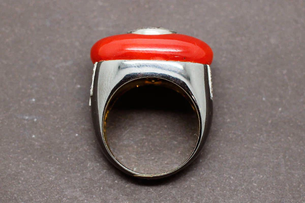 Bague Art Déco Cornaline Diamants - Image 4