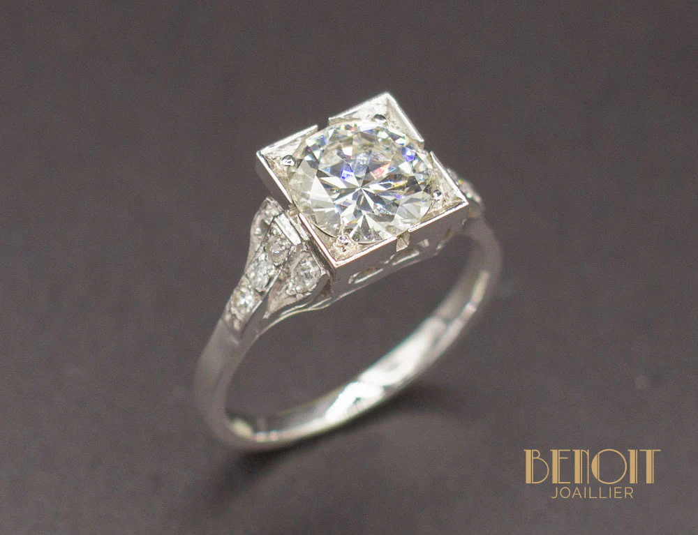 Bague Art Déco Diamant 1,20 ct
