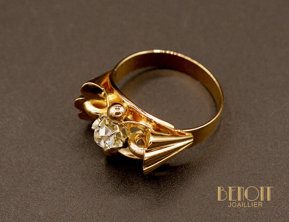 Bague Art Déco Diamant et Or Rose - Image 4