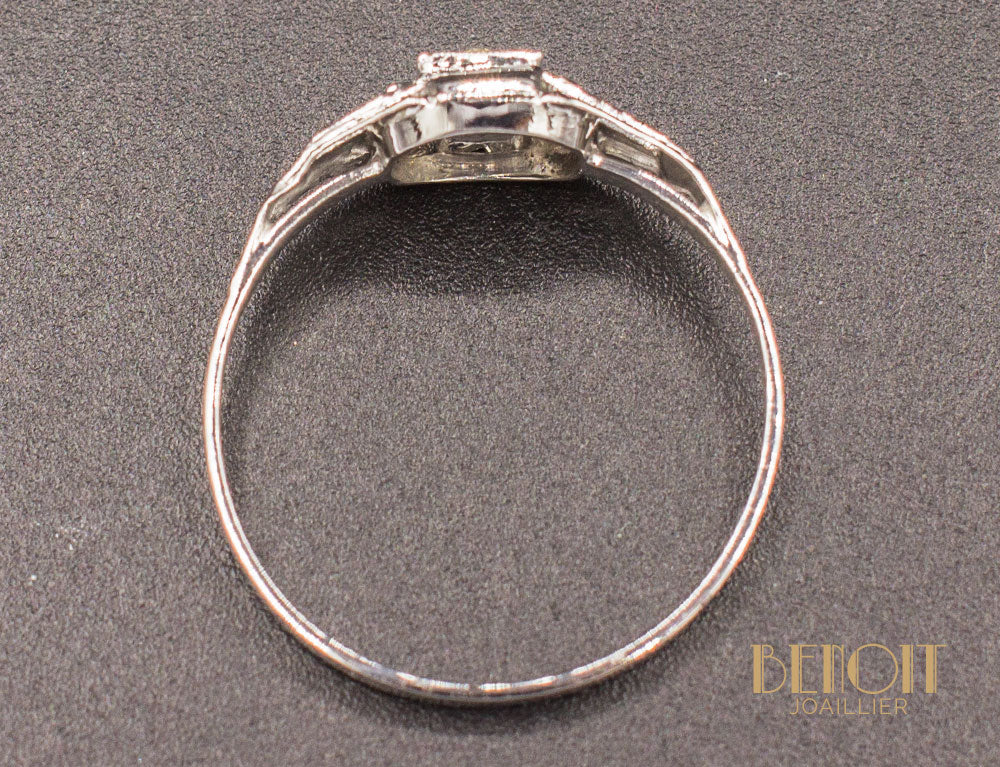 Bague Art Déco Diamant Or Blanc - Image 4