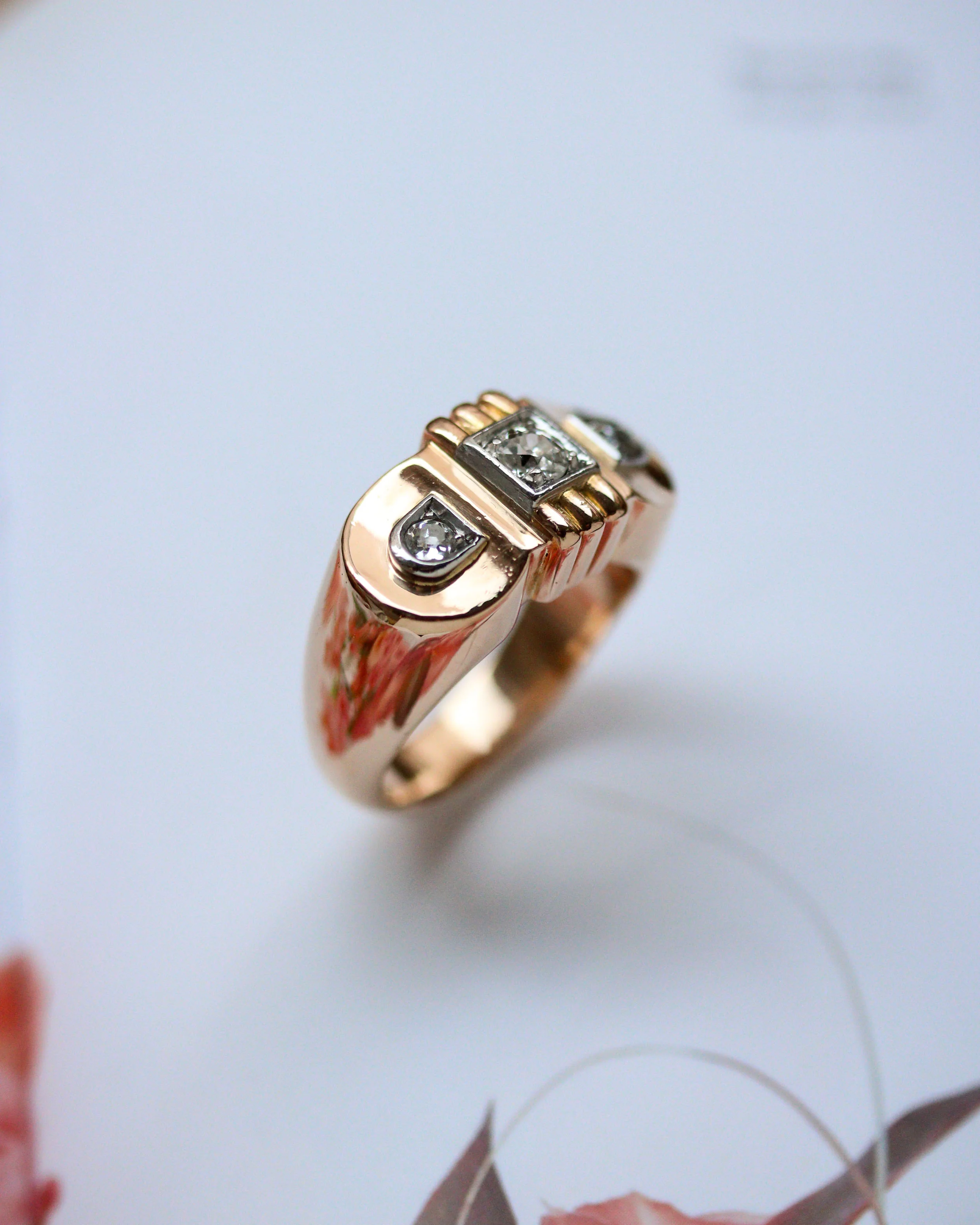 Bague Art Déco Diamant Or et Platine - Image 6