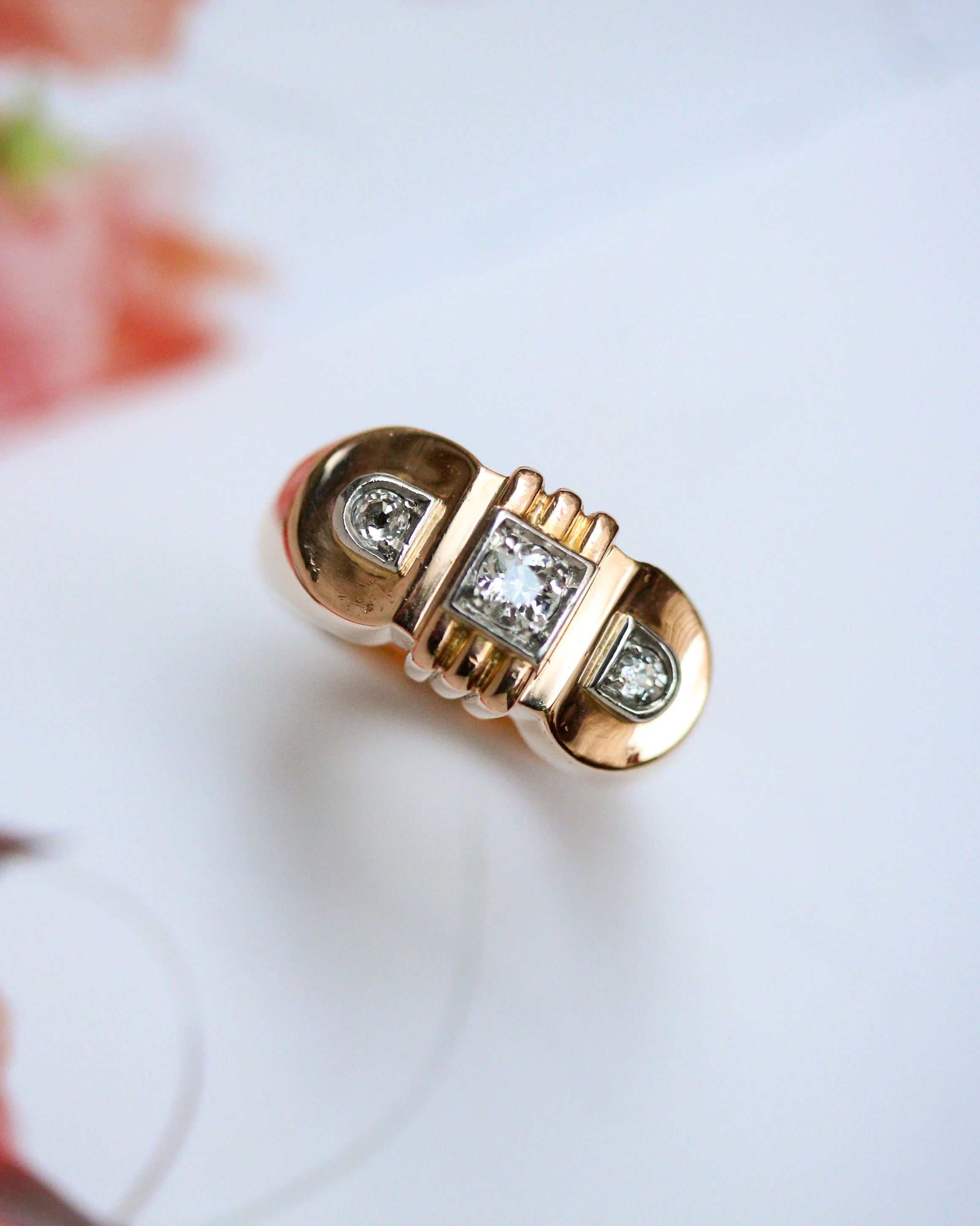 Bague Art Déco Diamant Or et Platine - Image 7