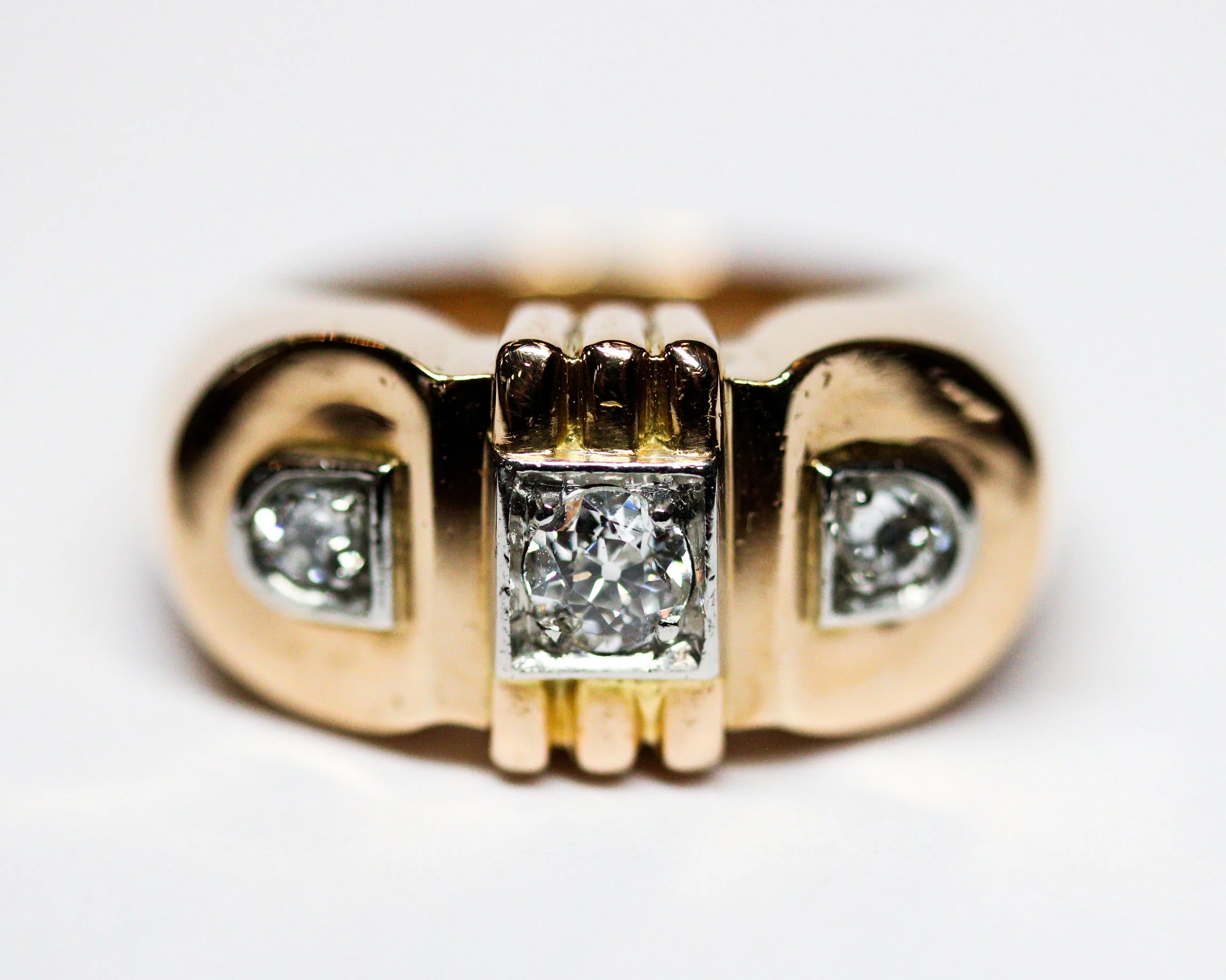 Bague Art Déco Diamant Or et Platine - Image 9