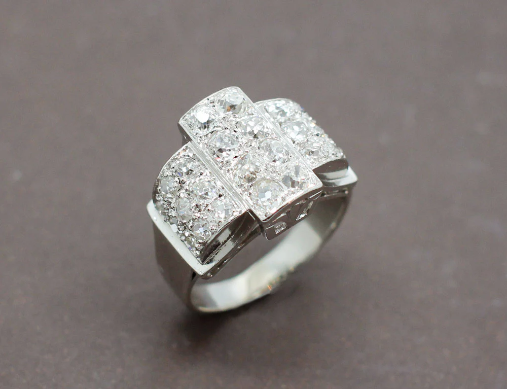 Bague Art Déco Diamants Platine
