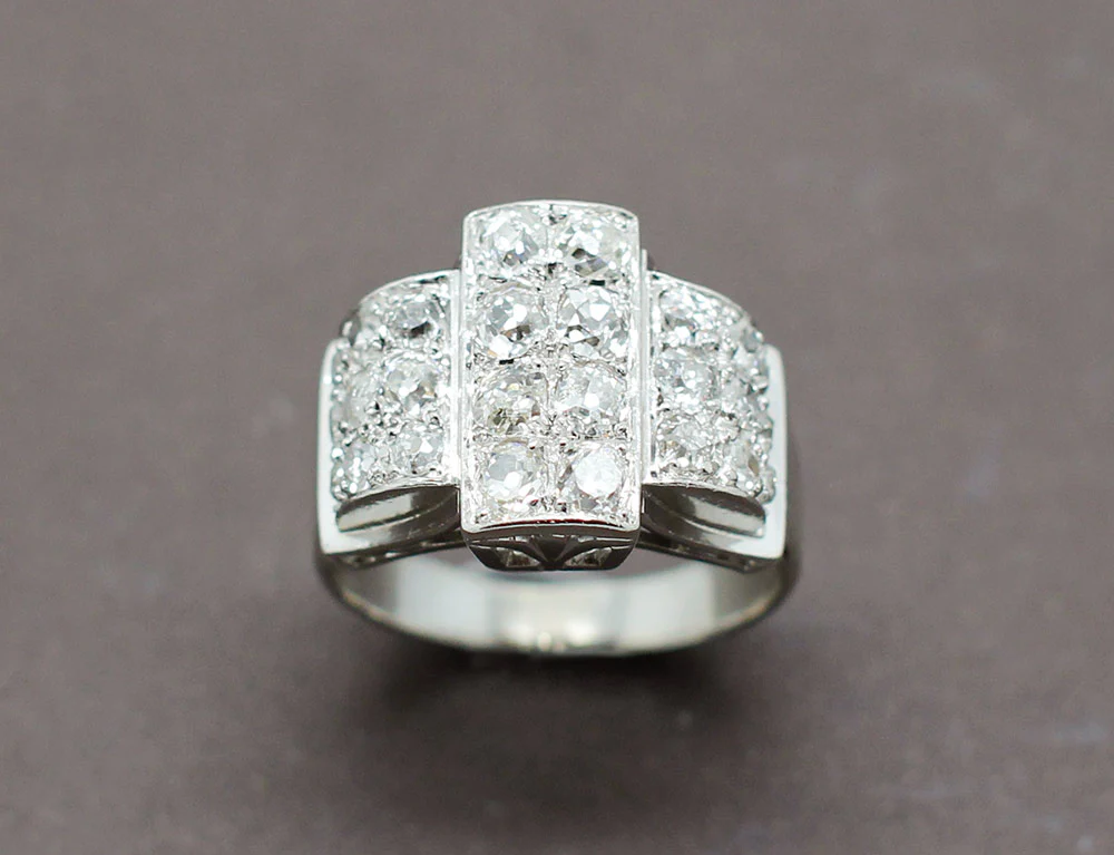 Bague Art Déco Diamants Platine - Image 2