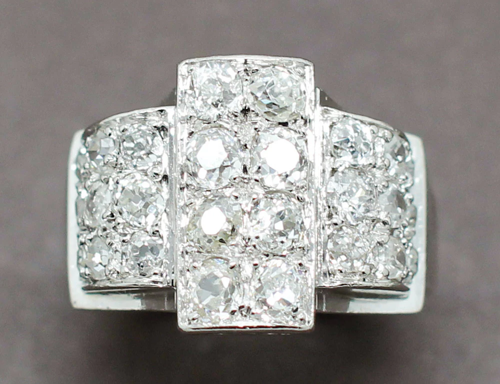 Bague Art Déco Diamants Platine - Image 3