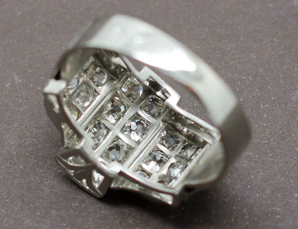 Bague Art Déco Diamants Platine - Image 6