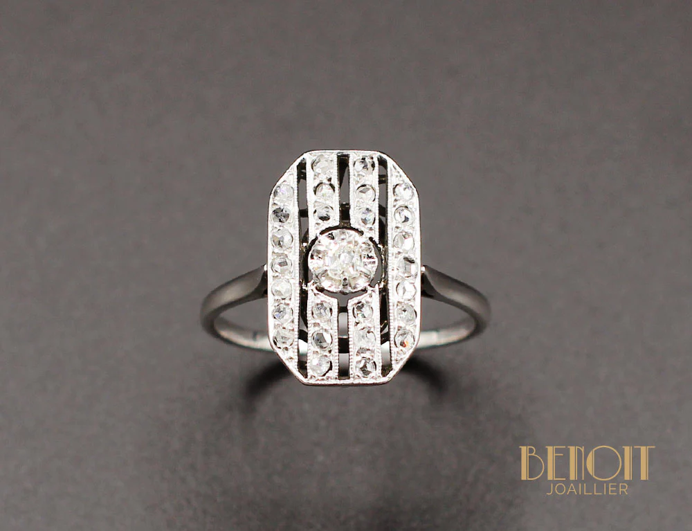 Bague Art Déco Diamants - Image 2