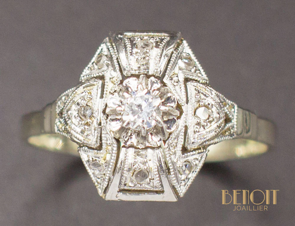 Bague Art Déco Diamants - Image 3