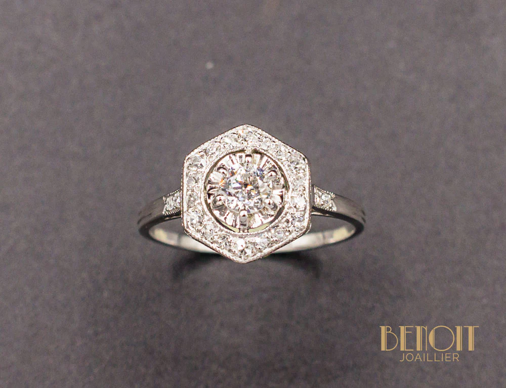 Bague Art Déco Diamants - Image 2