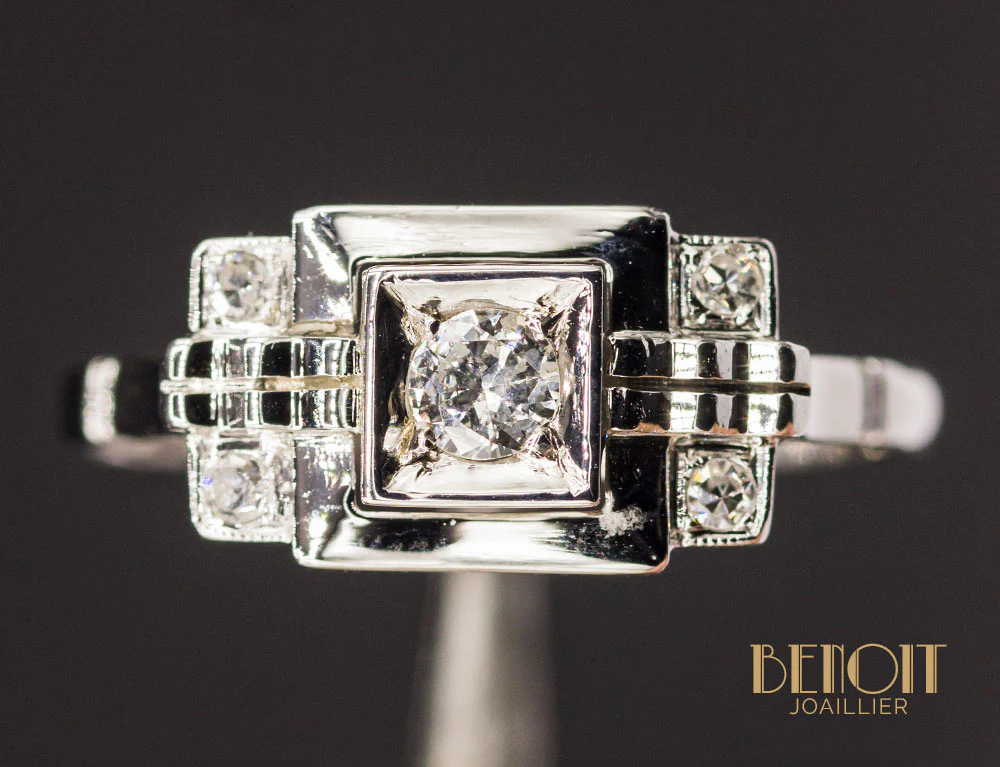 Bague Art Déco Diamants - Image 3