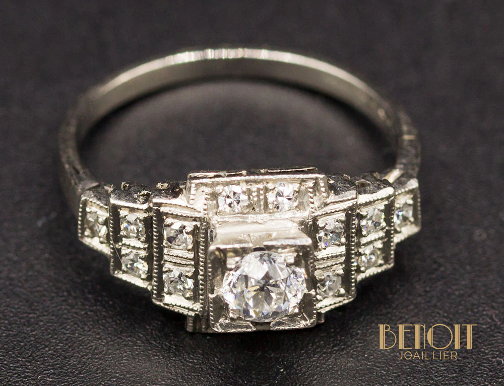 Bague Art Déco Diamants - Image 4