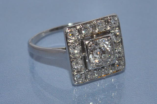 Bague art déco diamants et platine - Image 4