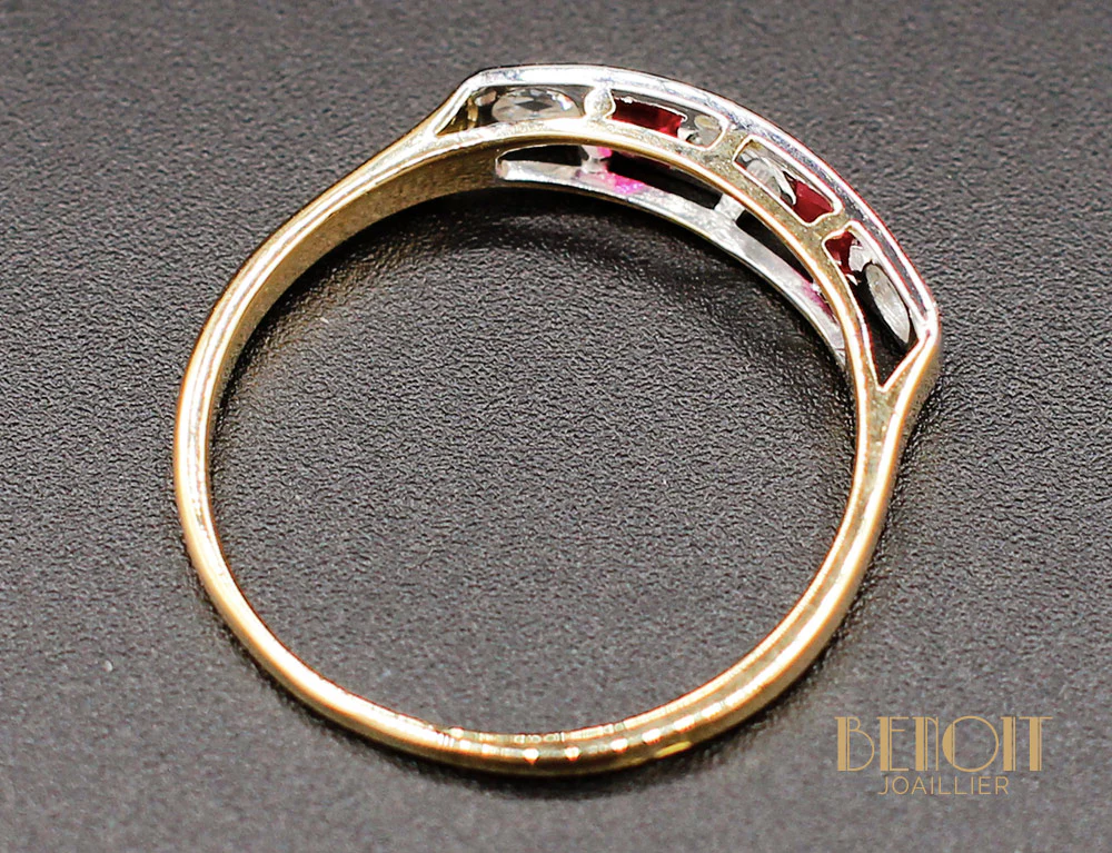 Bague Art Déco Diamants et Verneuils - Image 4