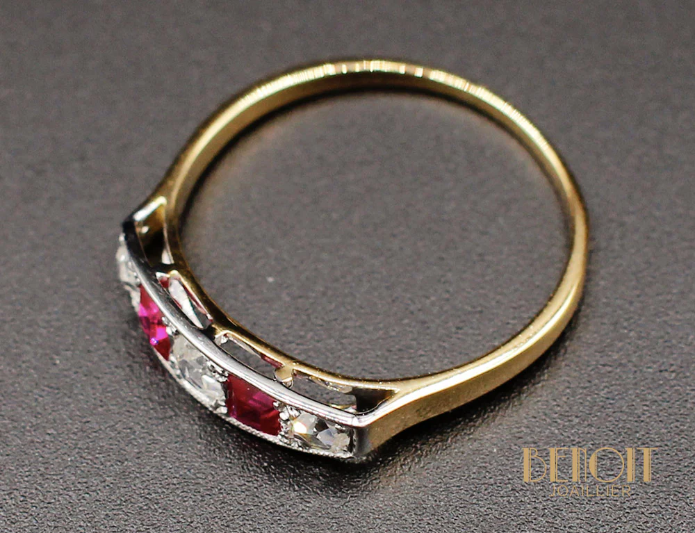 Bague Art Déco Diamants et Verneuils - Image 6