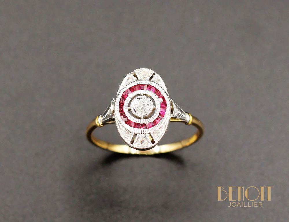 Bague Art Déco Diamants et Verneuils - Image 2
