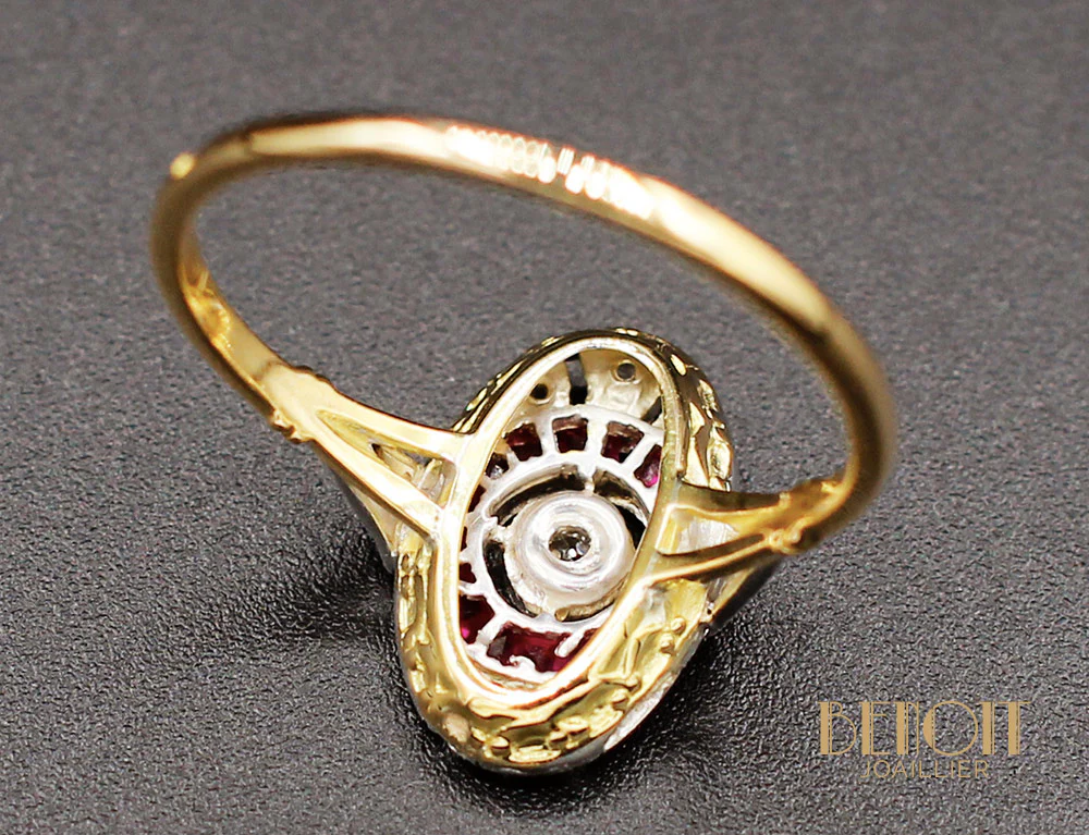 Bague Art Déco Diamants et Verneuils - Image 5