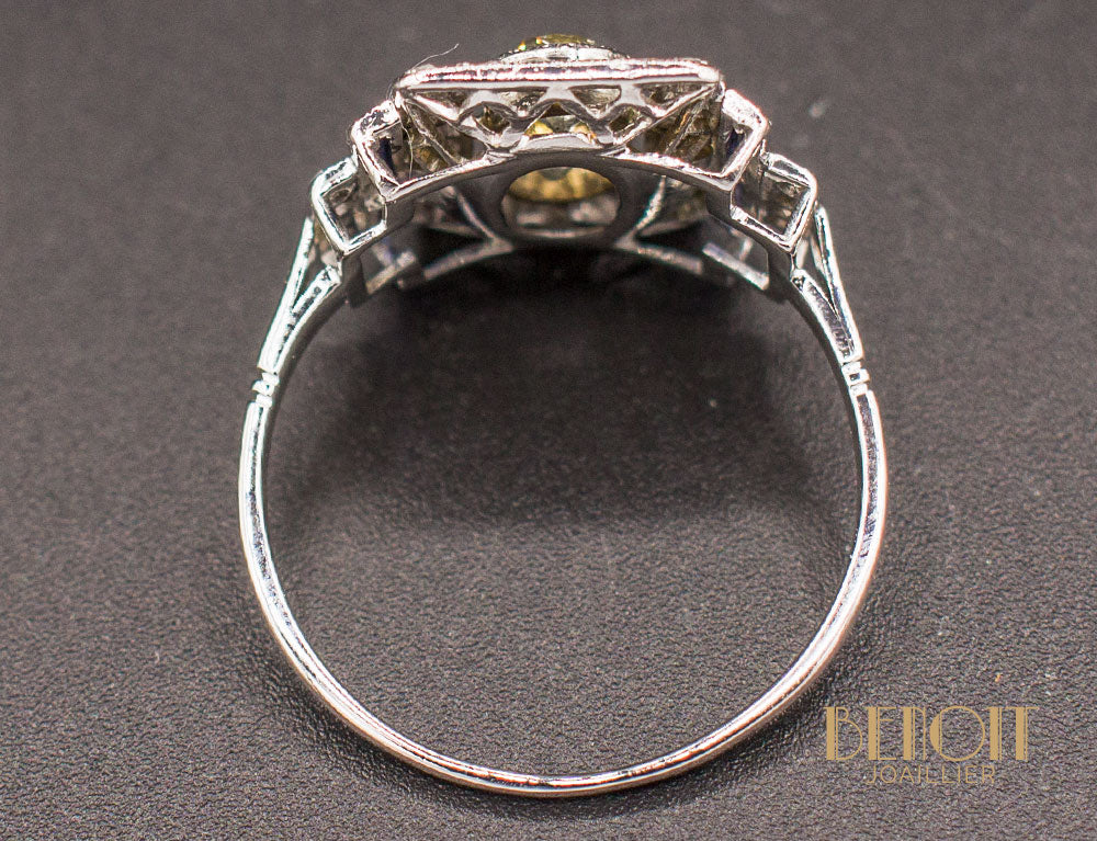 Bague Art Déco Diamants Saphirs - Image 4
