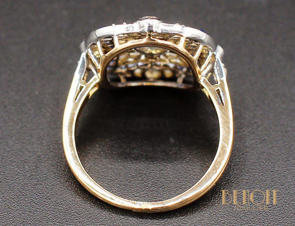 Bague Art Déco Diamants Saphirs - Image 5