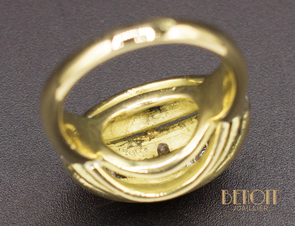 Bague Art Déco Email Vert et Diamants - Image 8