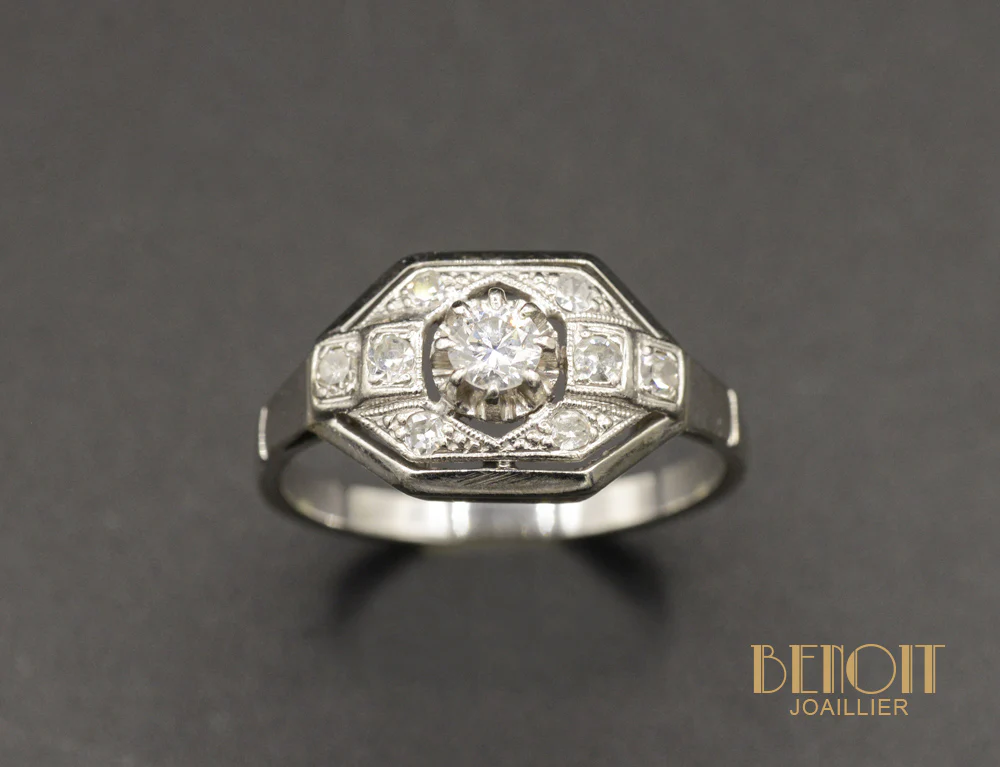 Bague Art Déco Hexagone Diamant - Image 2