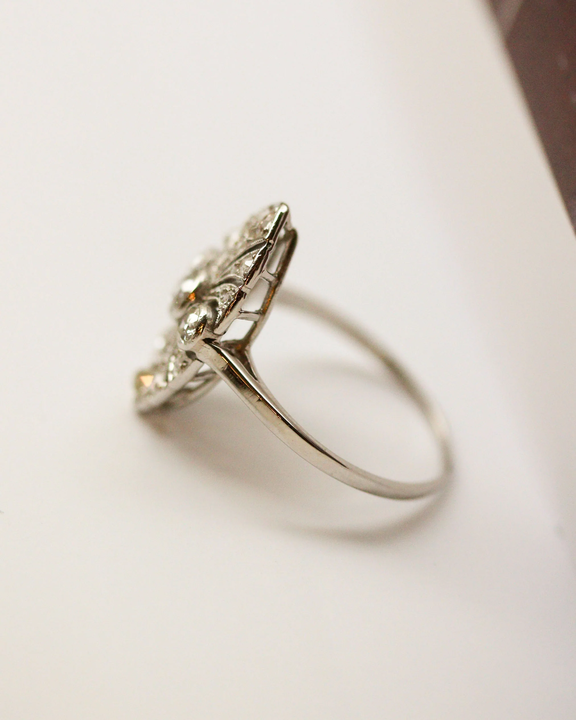 Bague Art Déco Marquise Platine Diamants - Image 3