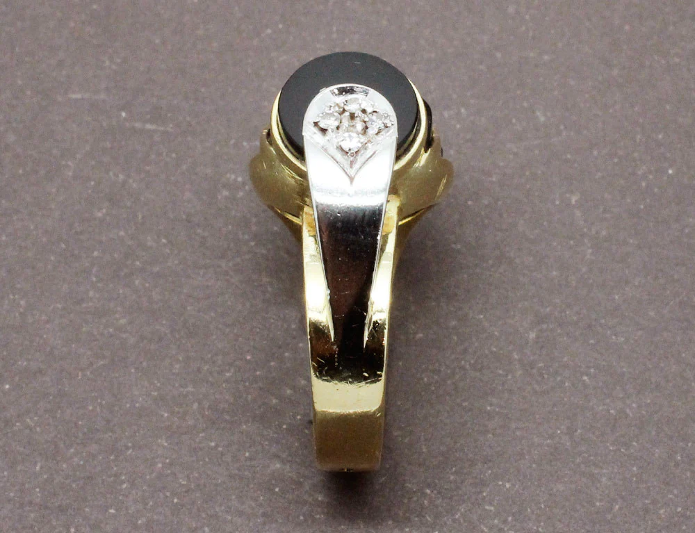 Bague Art Déco Moderniste Onyx et Diamants - Image 4