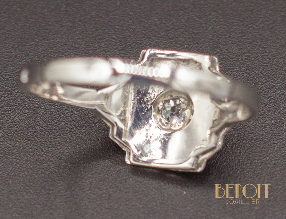 Bague Art Déco Or Blanc Diamant - Image 5