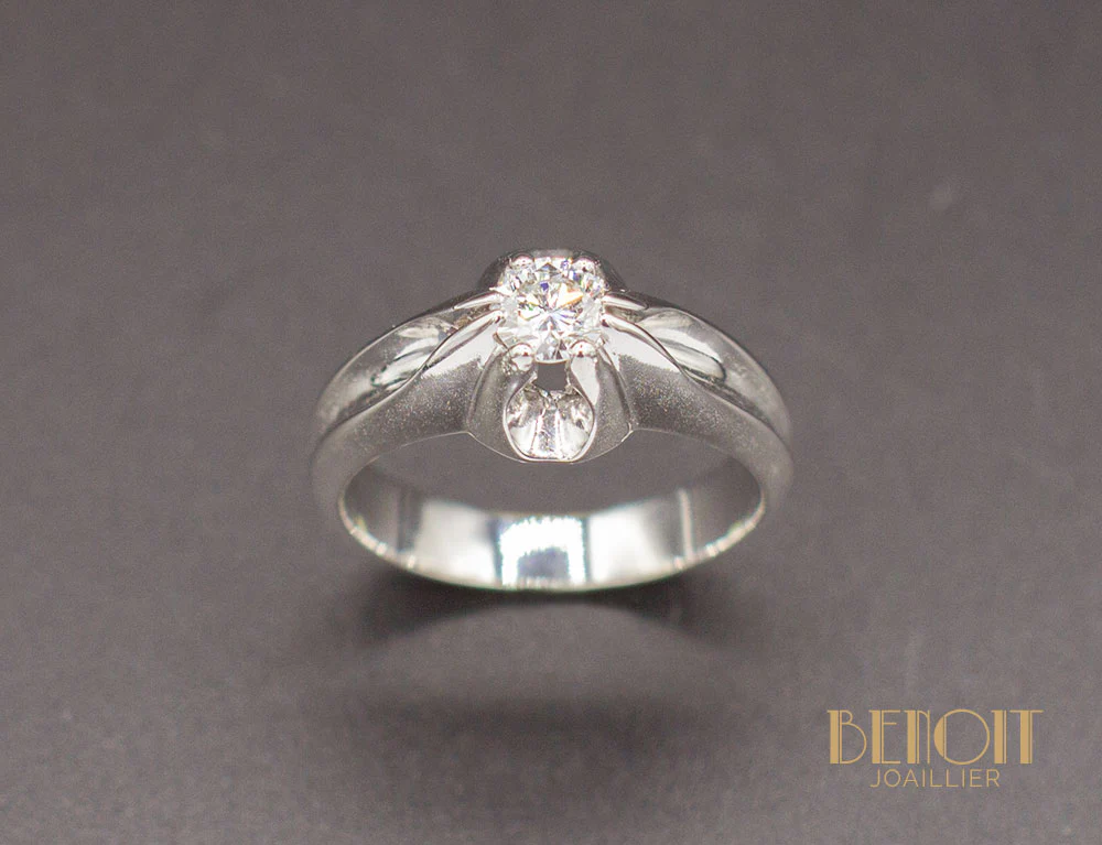 Bague Art Déco Or Blanc Diamant - Image 2