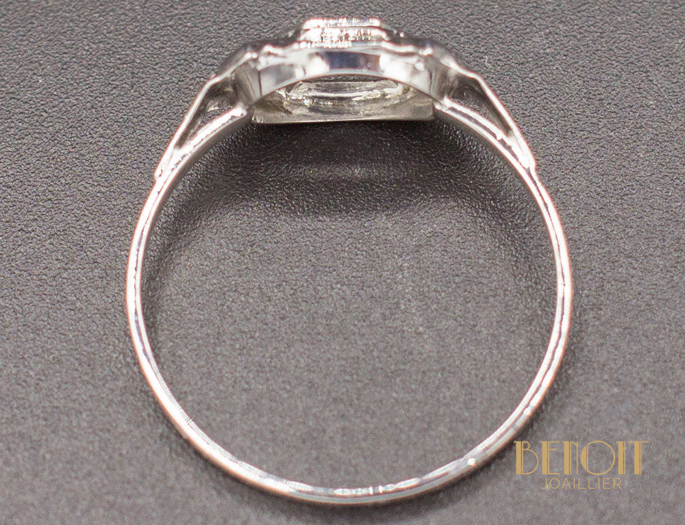 Bague Art Déco Or Blanc Diamant - Image 4