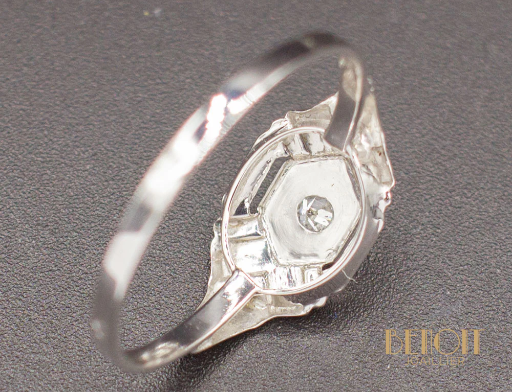 Bague Art Déco Or Blanc Diamant - Image 5