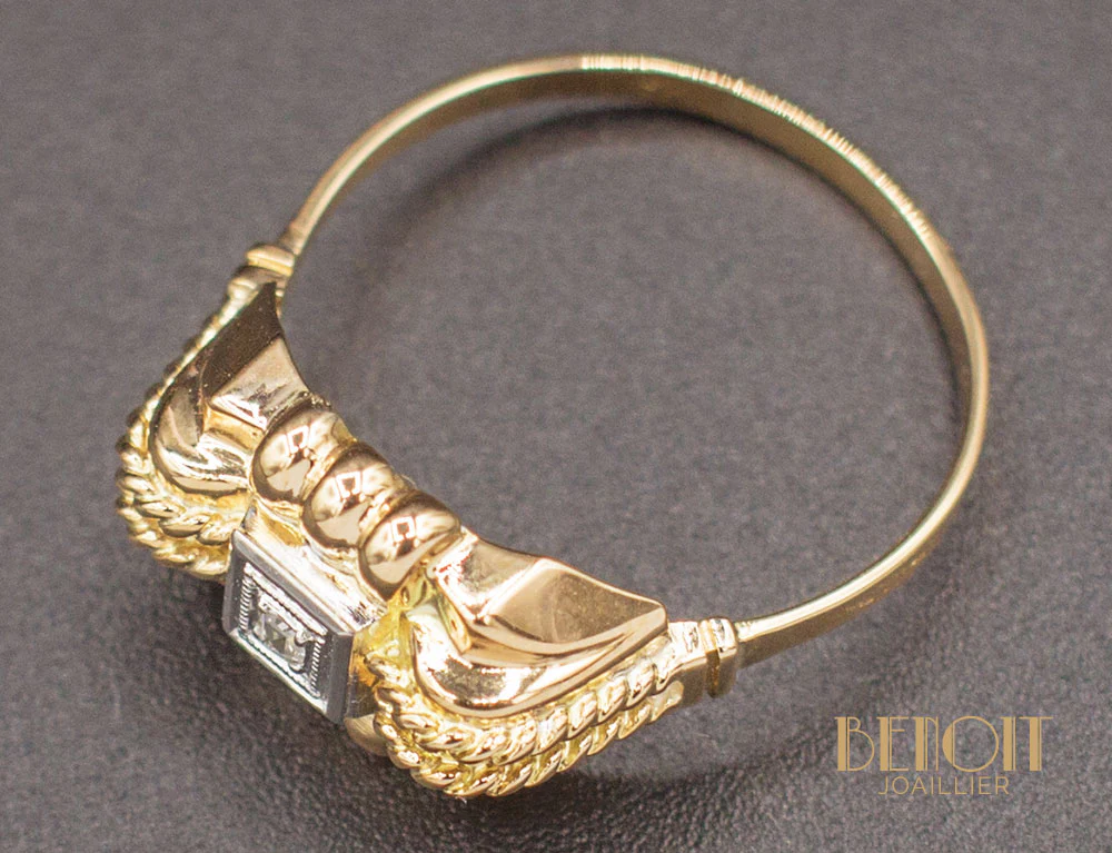 Bague Art Déco Or Jaune Diamant - Image 4