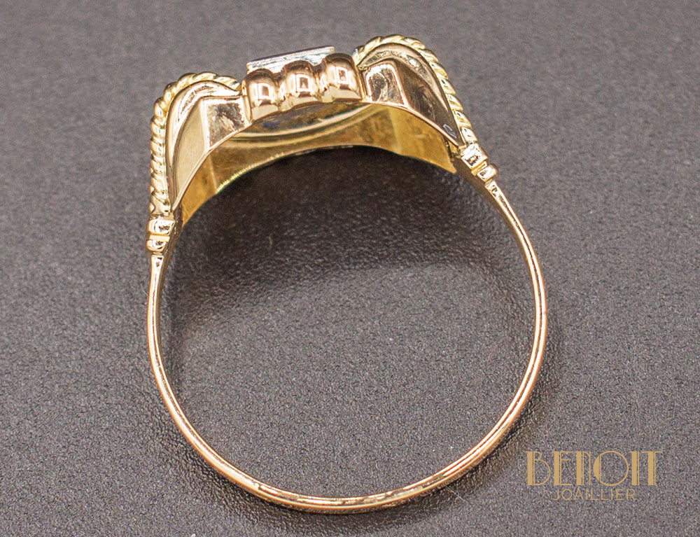 Bague Art Déco Or Jaune Diamant - Image 5