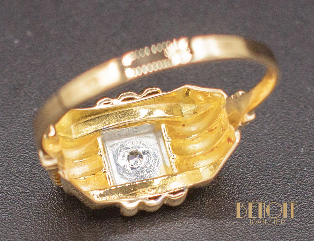 Bague Art Déco Or Jaune Diamant - Image 6