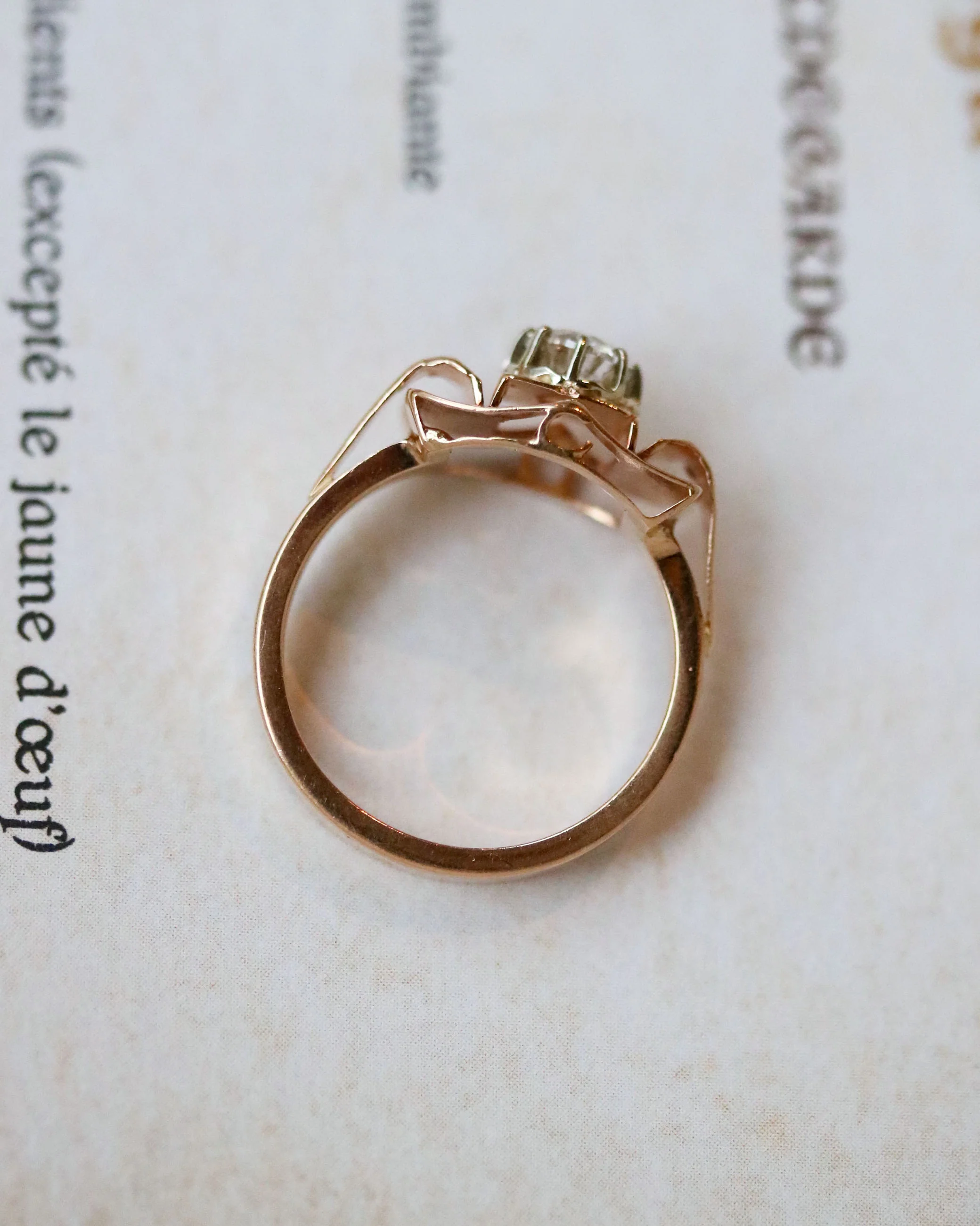Bague Art Déco Or Rose Diamant - Image 5