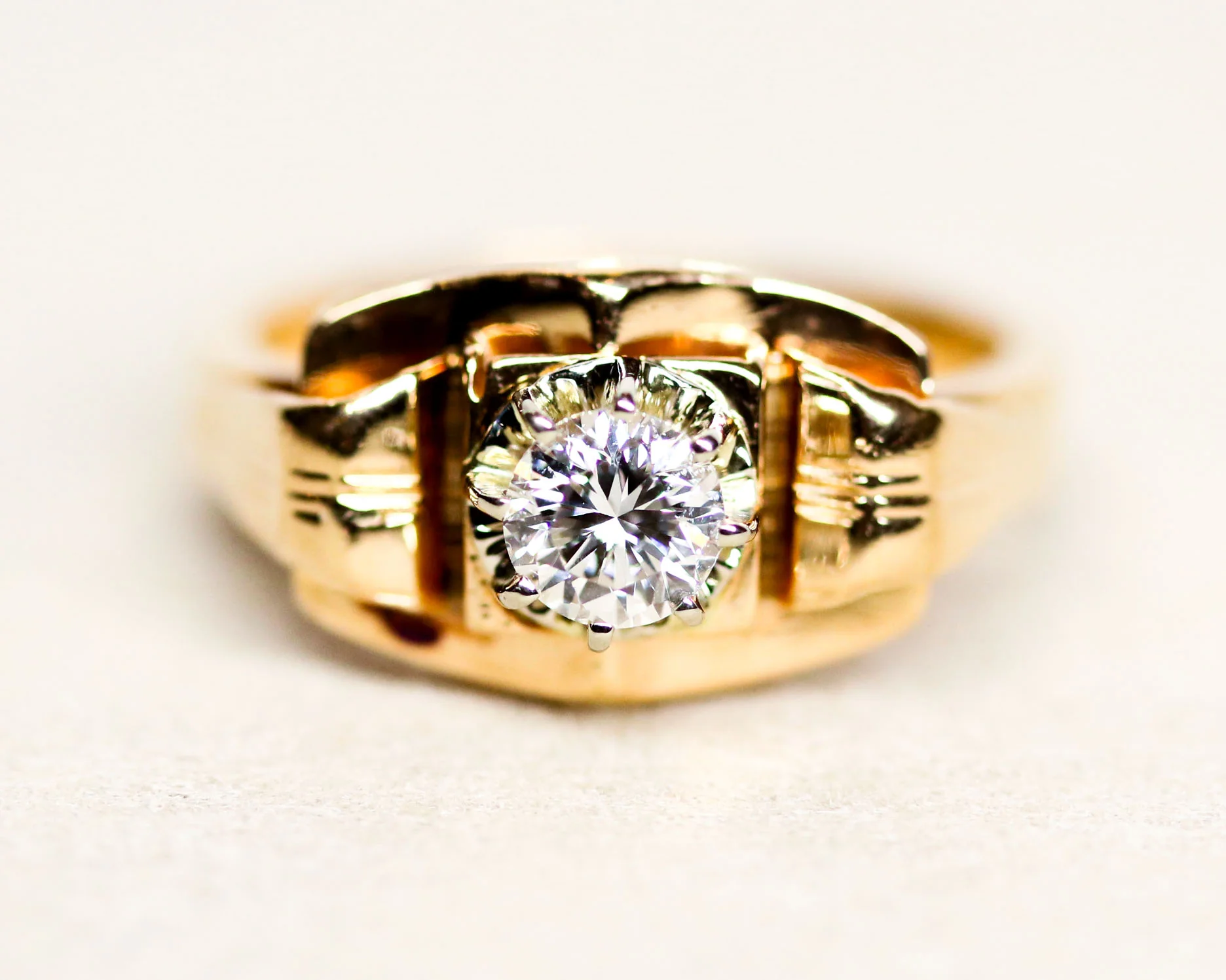 Bague Art Déco Or Rose Diamant - Image 8